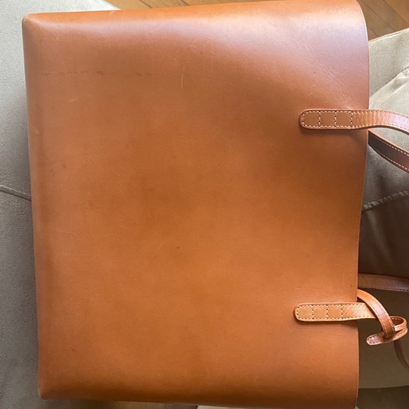 Mansur Gavriel Tan Tote with Vibrant Blue Interior - Picture 14 of 15